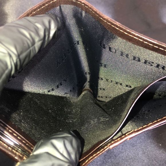 BURBERRY Nova Check Compact Dark Brown Leather and Canvas Kisslock Wallet - Picture 12 of 17